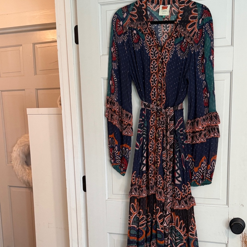 FARM Rio Navy and Coral Long Sleeve Dress - Picture 6 of 10